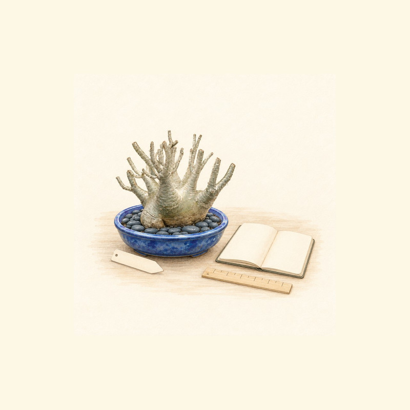 塊根植物におすすめの鉢の水彩イラスト（生成イラスト・実在個体の写真ではありません）